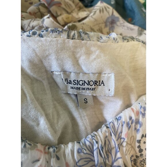 ⭐ 3/$15 Via Signoria Made in Italy Small 100% Silk White Floral Tank Top - Picture 7 of 8